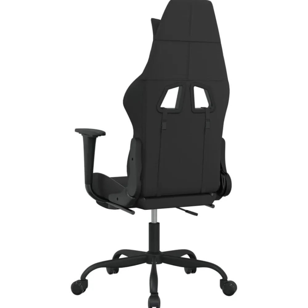 vidaXL Sillas-Silla gaming con reposapiés tela gris claro y negro