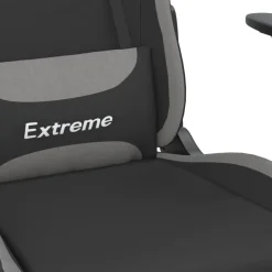 vidaXL Sillas-Silla gaming con reposapiés tela gris claro y negro