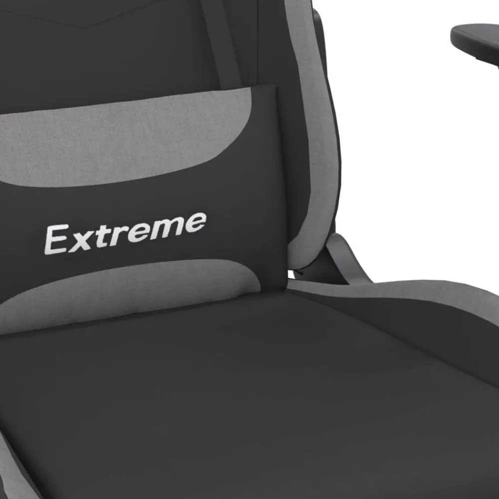vidaXL Sillas-Silla gaming con reposapiés tela gris claro y negro