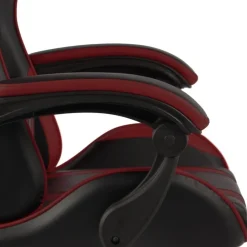 vidaXL Mobiliario De Oficina-Silla gaming con reposapiés cuero sintético negro y rojo tinto