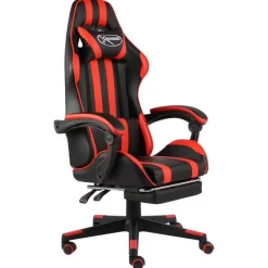 vidaXL Mobiliario De Oficina-Silla gaming con reposapiés cuero sintético negro y