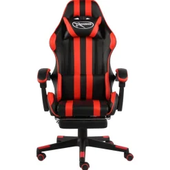 vidaXL Mobiliario De Oficina-Silla gaming con reposapiés cuero sintético negro y
