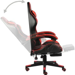 vidaXL Mobiliario De Oficina-Silla gaming con reposapiés cuero sintético negro y