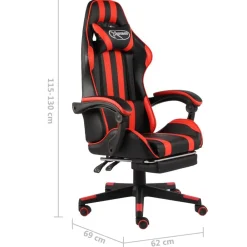 vidaXL Mobiliario De Oficina-Silla gaming con reposapiés cuero sintético negro y