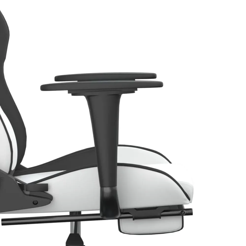 vidaXL Silla gaming con reposapiés cuero sintético blanco negro Blanco y negro Sale