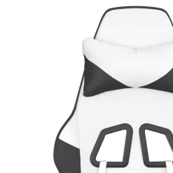 vidaXL Silla gaming con reposapiés cuero sintético blanco negro Blanco y negro Sale
