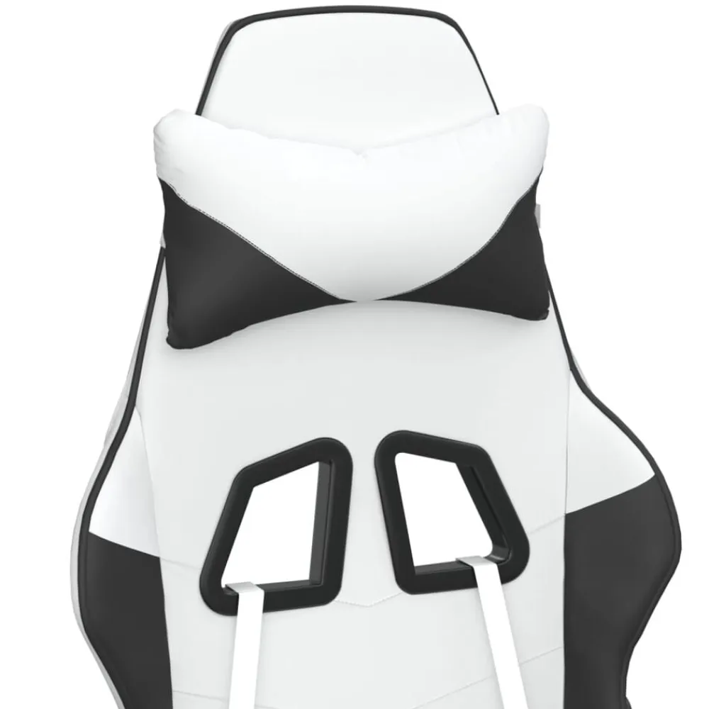 vidaXL Silla gaming con reposapiés cuero sintético blanco negro Blanco y negro Sale