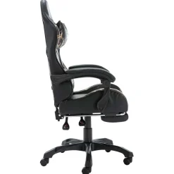 vidaXL Mobiliario De Oficina-Silla gaming con reposapiés cuero sintético negro y camuflaje