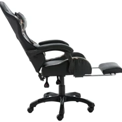 vidaXL Mobiliario De Oficina-Silla gaming con reposapiés cuero sintético negro y camuflaje