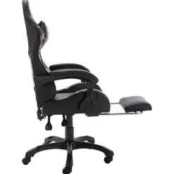 vidaXL Mobiliario De Oficina-Silla gaming con reposapiés cuero sintético negro y camuflaje