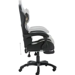 vidaXL Mobiliario De Oficina-Silla gaming con reposapiés cuero sintético negro y camuflaje