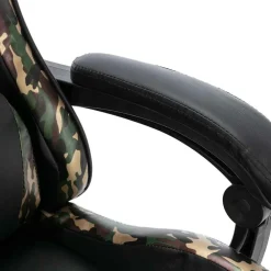 vidaXL Mobiliario De Oficina-Silla gaming con reposapiés cuero sintético negro y camuflaje