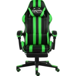 vidaXL Mobiliario De Oficina-Silla gaming con reposapiés cuero sintético negro y