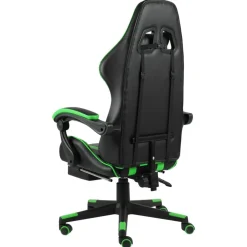 vidaXL Mobiliario De Oficina-Silla gaming con reposapiés cuero sintético negro y