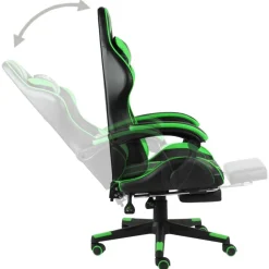 vidaXL Mobiliario De Oficina-Silla gaming con reposapiés cuero sintético negro y