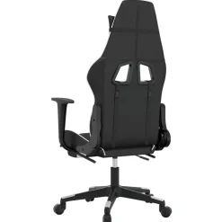 vidaXL Sillas-Silla gaming con reposapiés cuero sintético negro blanco