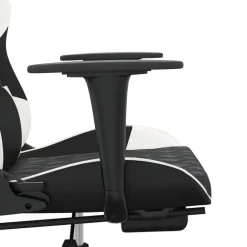 vidaXL Sillas-Silla gaming con reposapiés cuero sintético negro blanco
