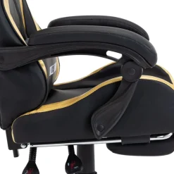 vidaXL Silla gaming con reposapiés cuero sintético negro y dorado Dorado y negro Best