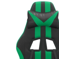 vidaXL Sillas-Silla gaming con reposapiés cuero sintético negro verde