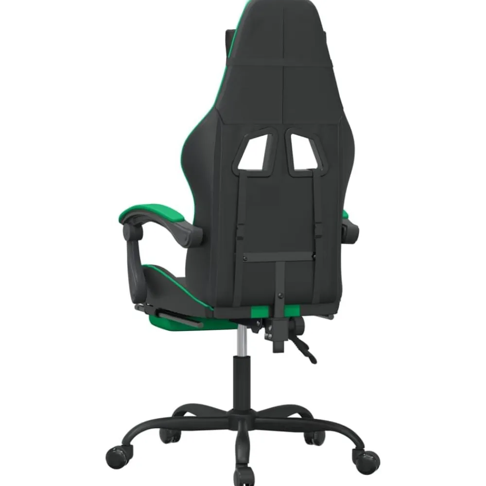 vidaXL Sillas-Silla gaming con reposapiés cuero sintético negro verde