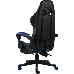 vidaXL Silla gaming con reposapiés cuero sintético negro y Azul Sale