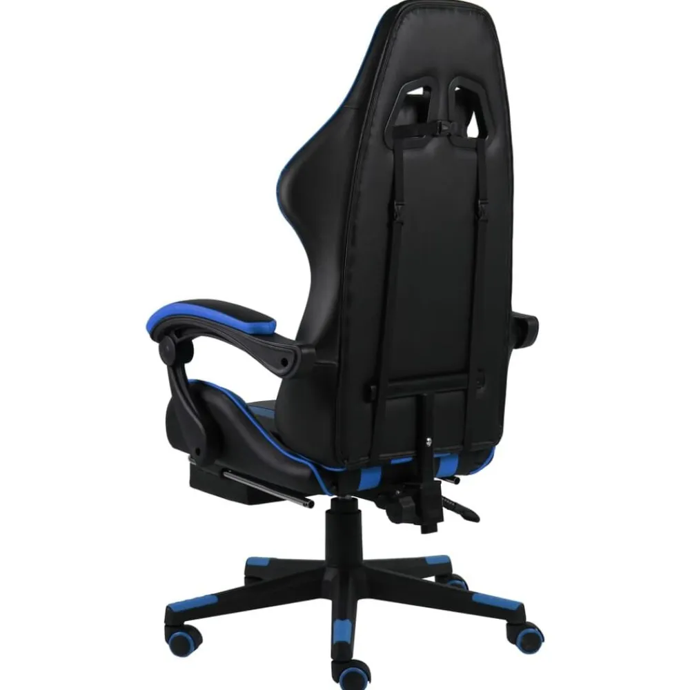 vidaXL Silla gaming con reposapiés cuero sintético negro y Azul Sale