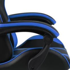 vidaXL Silla gaming con reposapiés cuero sintético negro y Azul Sale