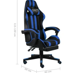 vidaXL Silla gaming con reposapiés cuero sintético negro y Azul Sale