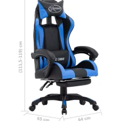 vidaXL Mobiliario De Oficina-Silla gaming con reposapiés cuero sintético