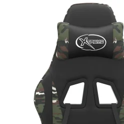 vidaXL Silla gaming con reposapiés cuero sintético negro camuflaje Negro y camuflaje Clearance