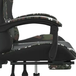 vidaXL Silla gaming con reposapiés cuero sintético negro camuflaje Negro y camuflaje Clearance
