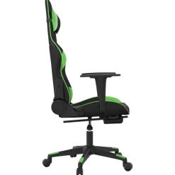 vidaXL Silla gaming con reposapiés cuero sintético negro verde Negro y verde Clearance