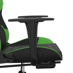 vidaXL Silla gaming con reposapiés cuero sintético negro verde Negro y verde Clearance
