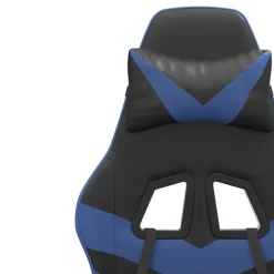 vidaXL Silla gaming con reposapiés cuero sintético negro azul Negro y azul Online