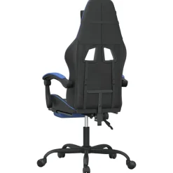 vidaXL Silla gaming con reposapiés cuero sintético negro azul Negro y azul Online