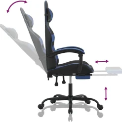 vidaXL Silla gaming con reposapiés cuero sintético negro azul Negro y azul Online