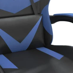 vidaXL Silla gaming con reposapiés cuero sintético negro azul Negro y azul Online