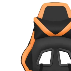vidaXL Silla gaming con reposapiés cuero sintético negro naranja Negro y naranja Sale