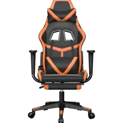 vidaXL Silla gaming con reposapiés cuero sintético negro naranja Negro y naranja Sale