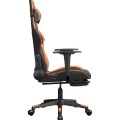 vidaXL Silla gaming con reposapiés cuero sintético negro naranja Negro y naranja Sale