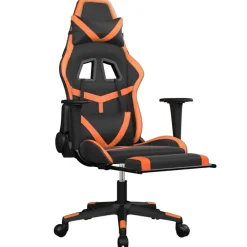 vidaXL Silla gaming con reposapiés cuero sintético negro naranja Negro y naranja Sale