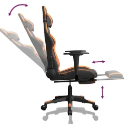 vidaXL Silla gaming con reposapiés cuero sintético negro naranja Negro y naranja Sale