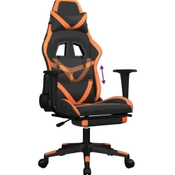 vidaXL Silla gaming con reposapiés cuero sintético negro naranja Negro y naranja Sale