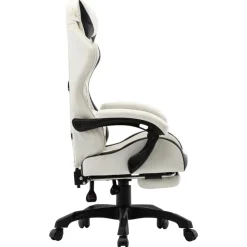 vidaXL Silla gaming con reposapiés cuero sintético Negro y blanco New