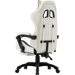 vidaXL Silla gaming con reposapiés cuero sintético Negro y blanco New