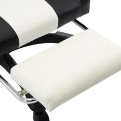 vidaXL Silla gaming con reposapiés cuero sintético Negro y blanco New