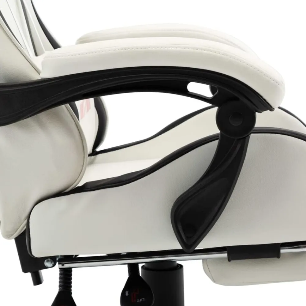 vidaXL Silla gaming con reposapiés cuero sintético Negro y blanco New