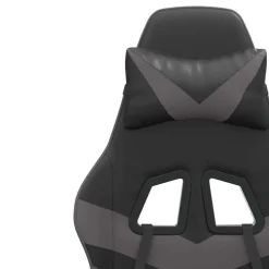 vidaXL Sillas-Silla gaming con reposapiés cuero sintético negro gris