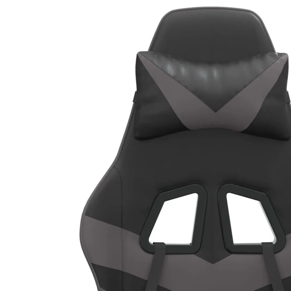vidaXL Sillas-Silla gaming con reposapiés cuero sintético negro gris