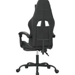 vidaXL Sillas-Silla gaming con reposapiés cuero sintético negro gris